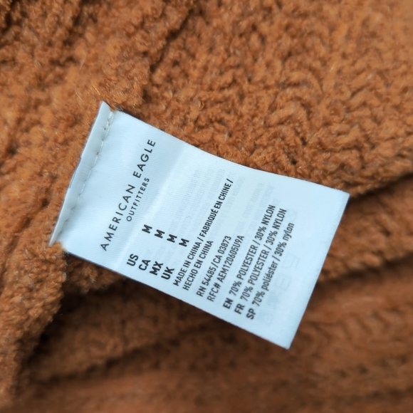 American Eagle Orange Open Front Chunky Long Chenille Cardigan, Size M - Picture 4 of 6